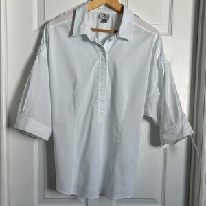 Worthington Stretch 3/4 Sleeve Front Button-Down Closure collar Blouse White Xl
